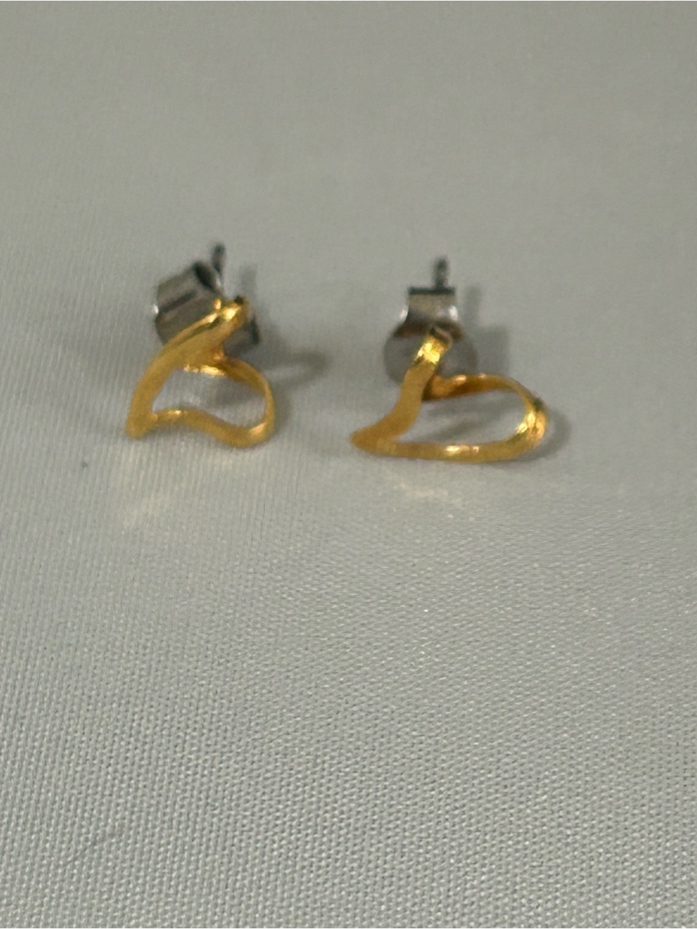 Gold Heart Outline Stud Earrings